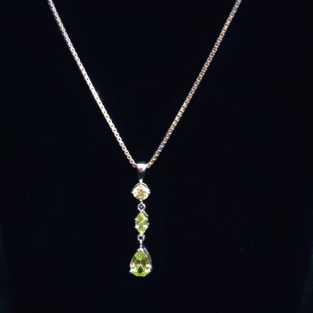 Green Stone Necklace Sterling Silver